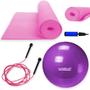 Imagem de Kit Treino Bola Suica 55 Cm + Colchonete Eva Pilates / Yoga + Corda de Pular + Mini Bomba  Liveup Sports 