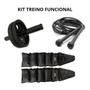 Imagem de Kit Treino Funcional Roda Abdominal Com Corda e Par de Caneleira 3Kg Praticidade e Qualidade