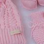 Imagem de Kit Tricô Kids Gorro Luva e Sapato de Tricô Rosa Claro