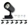 Imagem de Kit Trilho Eletrificado 2 Metros Preto + 6 Spots 12w Luz Fria 6500k