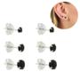 Imagem de Kit Trio Brinco Feminino Prata 925 Maciça Legítima Zircônia Pedra Preta 3,4 e 5mm Delicado