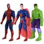 Imagem de Kit Trio Brinquedo Incrível Hulk Homem Aranha Super Men 29cm