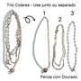 Imagem de Kit Trio de Colar Choker Misto com Pérola + 1 Lenço Estampado 50x50 Pescoço Cabelo Bolsa = Total 4 Produtos