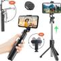Imagem de Kit Tripé Pedestal 2m Suporte Vertical Celular Bastão Controle Microfone Sem Fio Duplo Tipo-C