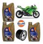 Imagem de Kit Troca Óleo Gulf 10W40 100% Sintético Kawasaki Ninja 300