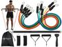 Imagem de Kit Tubing Pro Elástico Extensor 68Kg Com Barra Exercícios