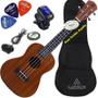 Imagem de Kit Ukulele Concert Elétrico Cordas Aquila Sapele Natural