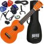 Imagem de Kit Ukulele Soprano Elétrico Mahalo MR1 OR Laranja Rainbow Series Ux02