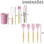 Imagem de Kit Utensilio de Cozinha Silicone com Cabo de Madeira 8 peças Confeitaria Bolos Master Chef