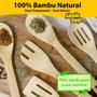 Imagem de Kit Utensílios Bambu Espátulas Colher Pau Madeira 5 Peças Cozinha Natural Gourmet Culinário