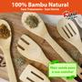 Imagem de Kit Utensílios Bambu Espátulas Colher Pau Madeira 5 Peças Cozinha Natural Gourmet Culinário