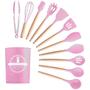 Imagem de Kit Utensílios Cozinha 12 Peças Silicone Antiaderente Rosa