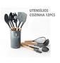 Imagem de Kit Utensílios Cozinha 12 Peças Silicone Cabo Madeira