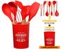 Kit Utensílios Cozinha Silicone Colher Copo Suporte 8 Peças - Etilux Imagem de Kit Utensílios Cozinha Silicone Colher Copo Suporte 8 Peças