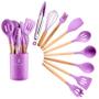 Imagem de Kit Utensílios De Cozinha 12 Peças Madeira E Silicone