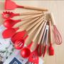 Imagem de Kit Utensílios De Cozinha 12 Peças Silicone Cesto Bambu