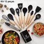 Imagem de Kit Utensílios de Cozinha 12 Peças Silicone Colher Preto