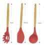 Imagem de Kit Utensílios de Cozinha 9 Peças Silicone Cabo Madeira com Suporte