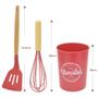 Imagem de Kit Utensílios de Cozinha 9 Peças Silicone Cabo Madeira com Suporte