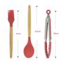 Imagem de Kit Utensílios de Cozinha 9 Peças Silicone Cabo Madeira com Suporte