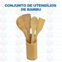 Imagem de Kit Utensílios de Cozinha Em Bambu 5 Peças Com Suporte Decoração