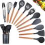 Imagem de Kit Utensílios De Cozinha Talheres 12 Peças Preto