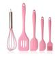 Imagem de Kit Utensílios De Silicone Maciço Espátulas Concha Cozinha ROSA