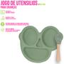 Imagem de Kit Utensílios Infantil Silicone 3 Peças Bebê Crianças Copo