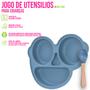 Imagem de Kit Utensílios Infantil Silicone 3 Peças Bebê Crianças Copo