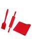 Imagem de Kit utensilios para cozinha em silicone inteiriço vermelho 10 peças