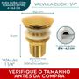 Imagem de Kit Valvula Click Dourada E Sifão Copo Lavatório 1 1/4 Cuba Lavabo Luxo Sifão Metal Gold Com Copo E Ralo De Pia Banheiro Escoamento Cuba 40mm Premium