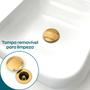 Imagem de Kit Valvula Click Dourada E Sifão Copo Lavatório 1 1/4 Cuba Lavabo Luxo Sifão Metal Gold Com Copo E Ralo De Pia Banheiro Escoamento Cuba 40mm Premium