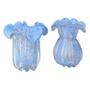 Imagem de Kit Vaso de Vidro Murano Azul Bebê Luxo (2 Peças)