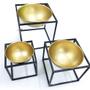 Imagem de Kit Vaso Dourado em Metal com Suporte 3 peças - Mart 09407