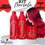 Imagem de Kit vermelho marsala maycrene com 3 passos cor intensa cabelos vivos e fortes