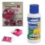 Imagem de Kit Verniz Mordente Acrilex 60ml + 25 Folhas Rosa Met. 14x14