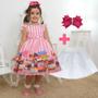 Imagem de Kit Vestido Infantil Confeiteira Doces + laço cabelo + saia filó