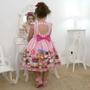 Imagem de Kit Vestido Infantil Confeiteira Doces + laço cabelo + saia filó