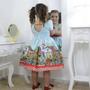 Imagem de Kit Vestido infantil festa junina azul + saia filó + laço cabelo