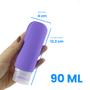 Imagem de Kit Viagem 4 De Frascos Pote Silicone 90ml Necessaire Viagem