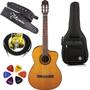 Imagem de Kit Violão Takamine GC1CE Eletroacustico Nylon NT + Capa Extra Luxo + Cabo + Alça Couro Takamine e Palhetas.