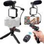 Imagem de Kit Vlogging Filmagem Com Luz E Tripé Microfone Blogueira