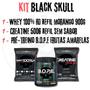 Imagem de Kit Whey 100% Hd Refil Morango 900g + Creatine 500g Refil sem Sabor + Bope 300g Black Skull