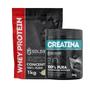 Imagem de Kit: Whey Protein Concentrado 1Kg + Creatina Monohidratada Pote 300g - 100% Pura Importada - Soldiers Nutrition