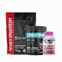 Imagem de Kit:Whey Protein Concentrado 1kg +Creatina Monohidratada Pote 300g - 100% Pura+Termogênico Femme Burn 90g - Soldiers Nut