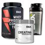 Imagem de Kit Whey Protein Concentrado Doce de Leite Pote 900gr + Coqueteleira 800ml + Creatina 100% Pura Monohidratada 300g - Dux Nutrition