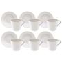 Imagem de Kit Xícara e Pires de Chá Filetado Tramontina Elisa em Porcelana com Borda Dourada 185 ml 06 Peças