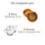 Imagem de Kit Xicaras + Pires Madeira Mesa Posta Café