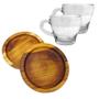 Imagem de Kit Xicaras + Pires Madeira Mesa Posta Café