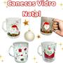 Imagem de Kit Xícaras Vidro Decorada Natal Papei Noel Presente Personalizada Festa Enfeite Natalino